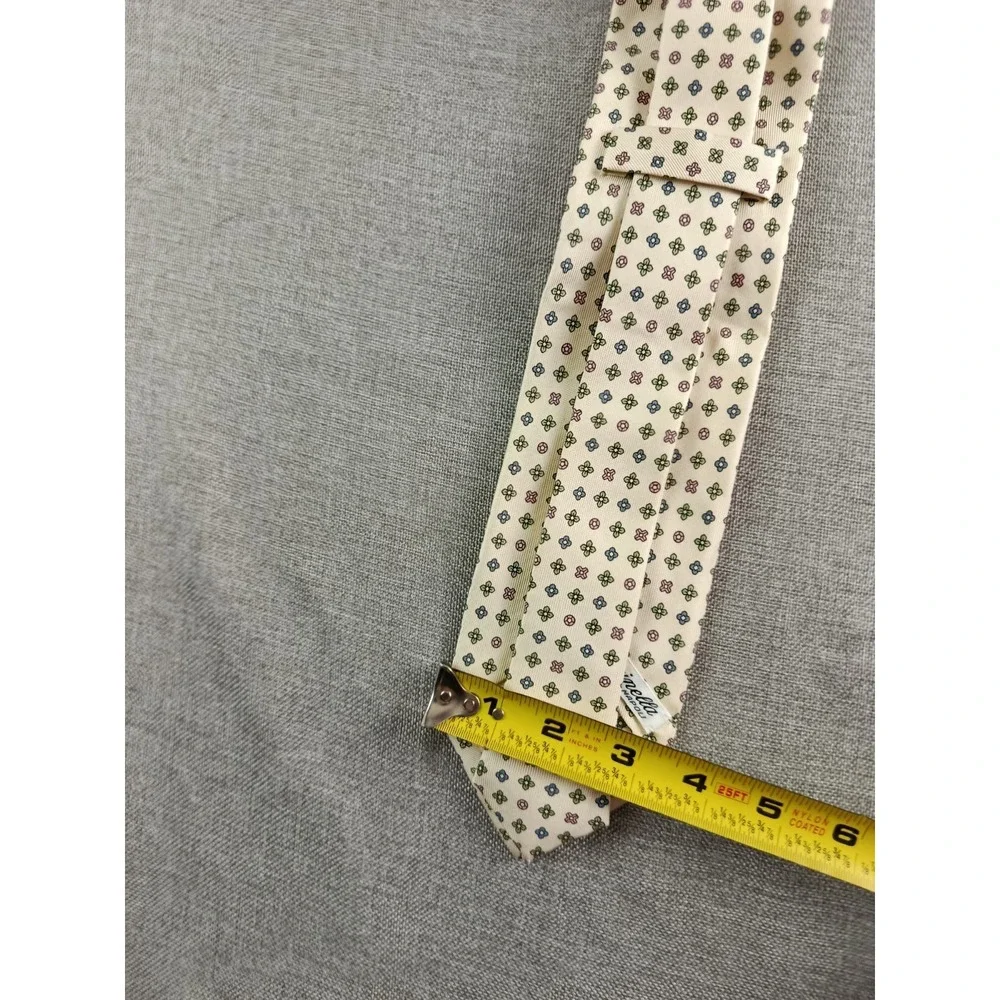 E.Marinella Napoli Mens Ties 57X3.5 Beige Floral Silk Handmade